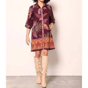 NEW MAUDE VIVANTE ava mini dress in wine flora